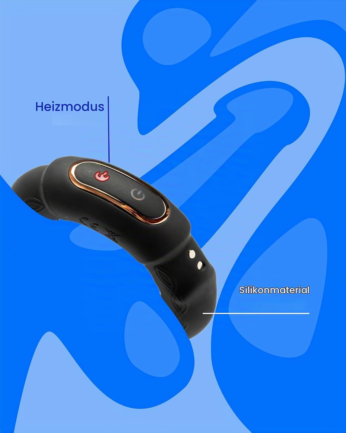Schwarzer Vibrator mit Heizfunktion und Silikonmaterial.