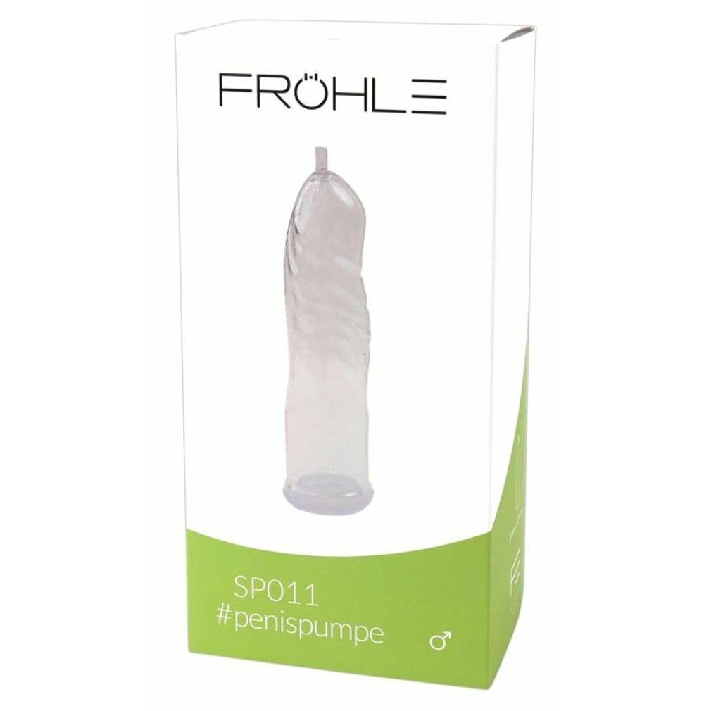 Fröhle SP011 Zylinder für Penis Pumpe, transparent, spiralförmig, auf Verpackung.