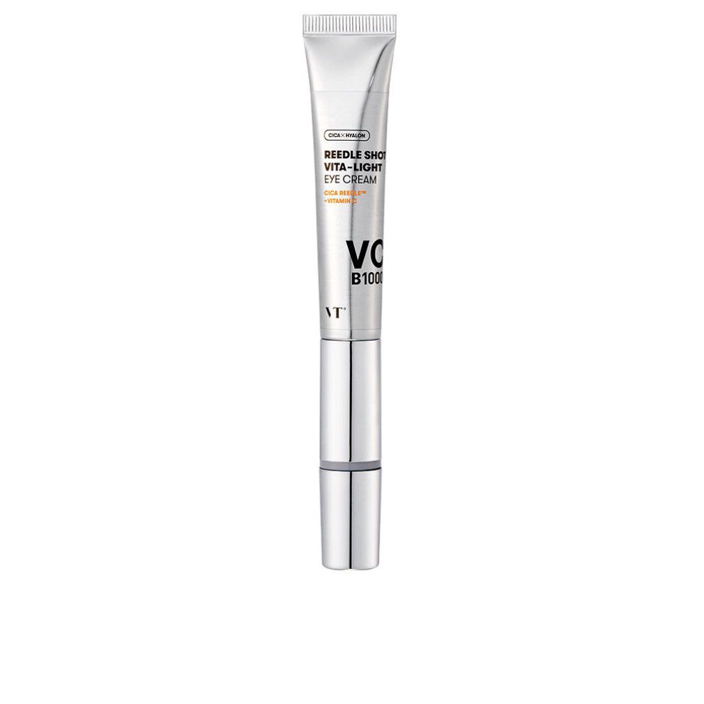 VT Cosmetics Reedle Shot Vita-Light Eye Cream in silberner Tube mit Applikator.