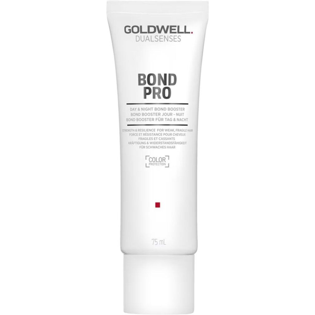 Weiße Tube mit BOND PRO und GOLDWELL. Text: Day & Night Bond Booster. Volumen: 75 ml. Roter Punkt.