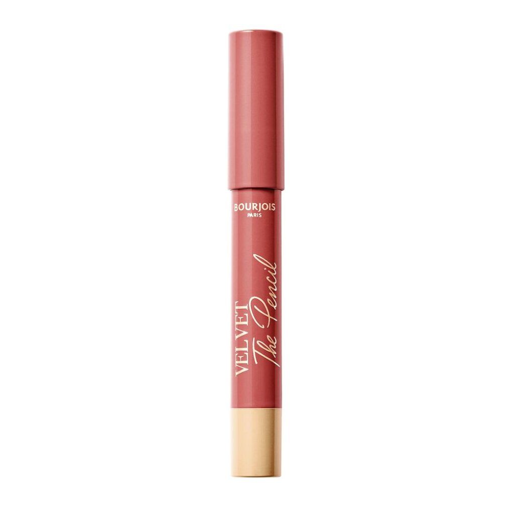 Stift in Rosa- und Beigetönen. Aufschrift: VELVET The Pencil. Marke: Bourjois Paris. Mit Kappe.