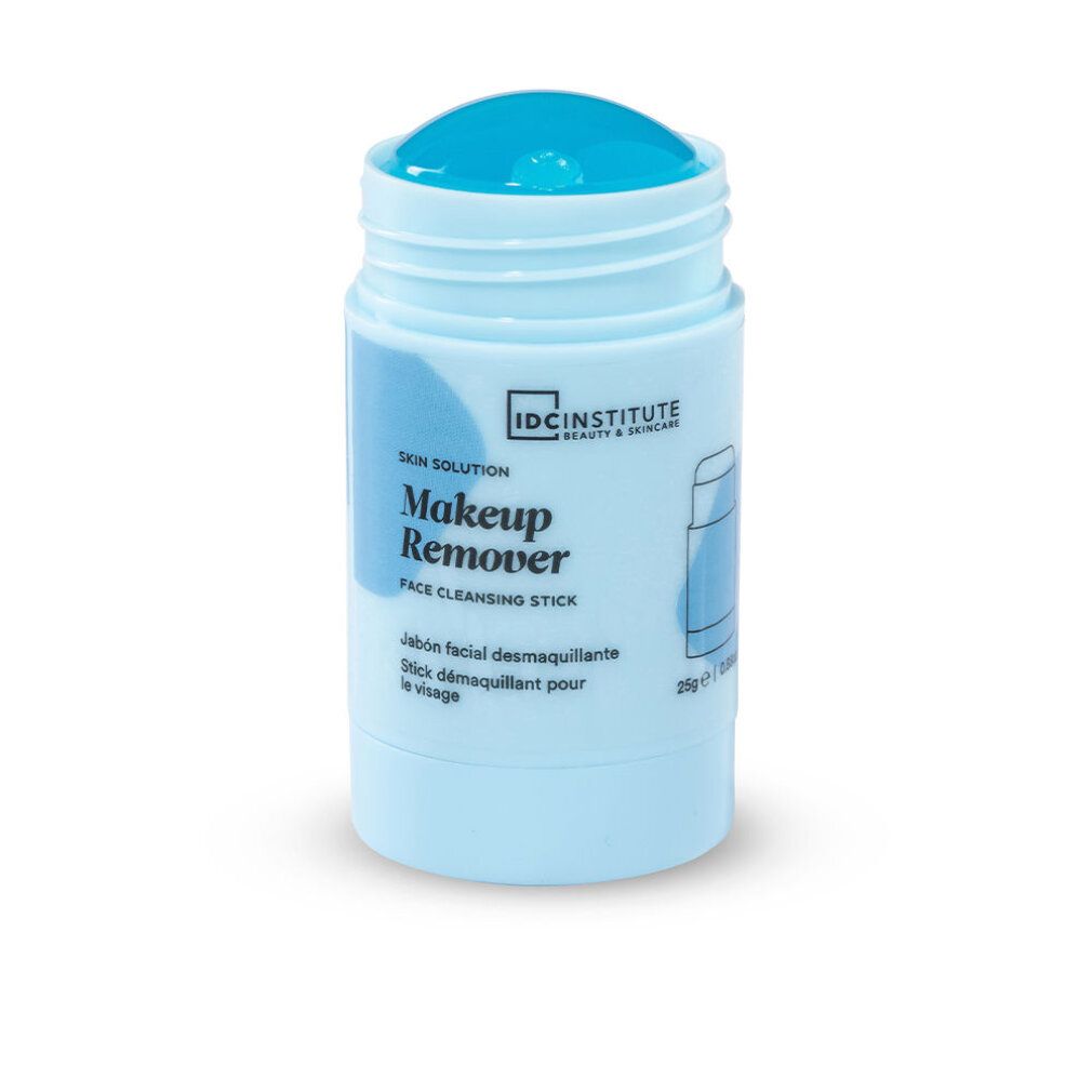Heller, zylindrischer Reinigungsstift mit blauem Gel. Aufschrift: Makeup Remover Face Cleansing Stick. Marke: IDC INSTITUTE.