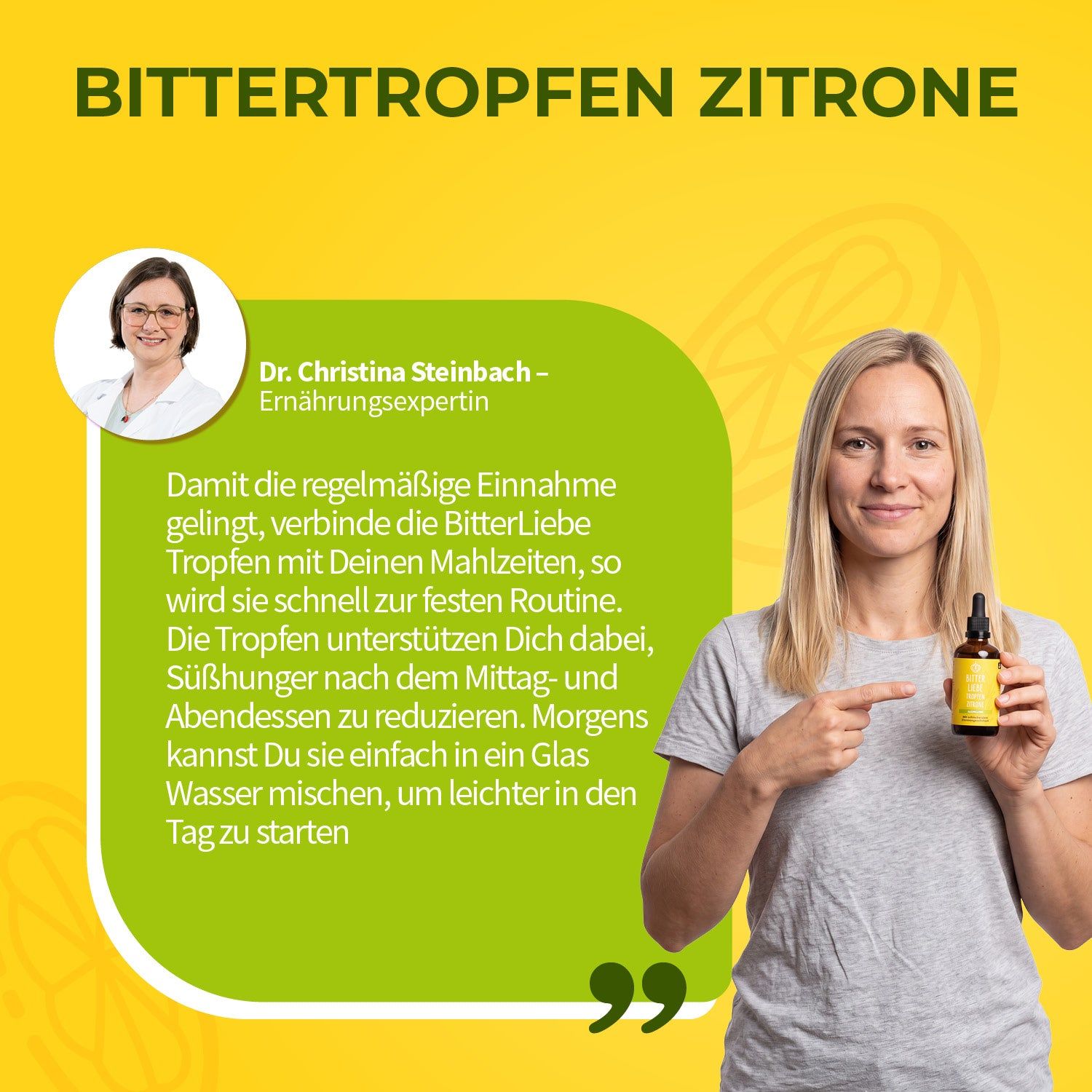 BitterLiebe - Tropfen Zitrone Alkoholfrei - Bitterstoffe Tropfen mit Zink - vegan