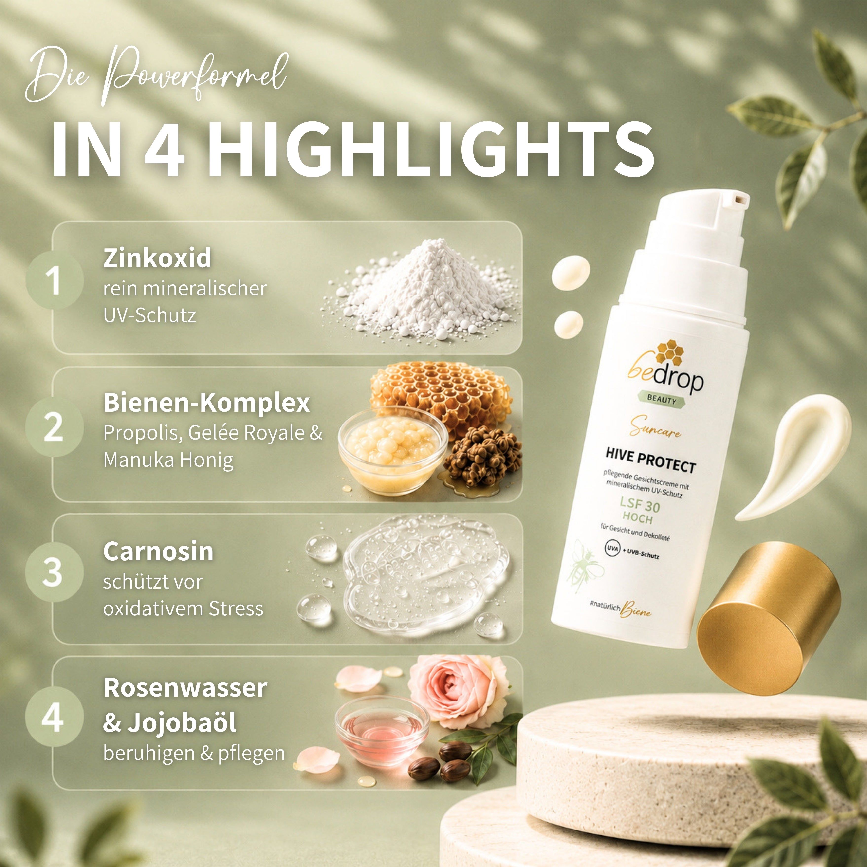 HIVE PROTECT LSF 30 - Sonnencreme für Gesicht mit mineralischem UVA & UVB-Schutz