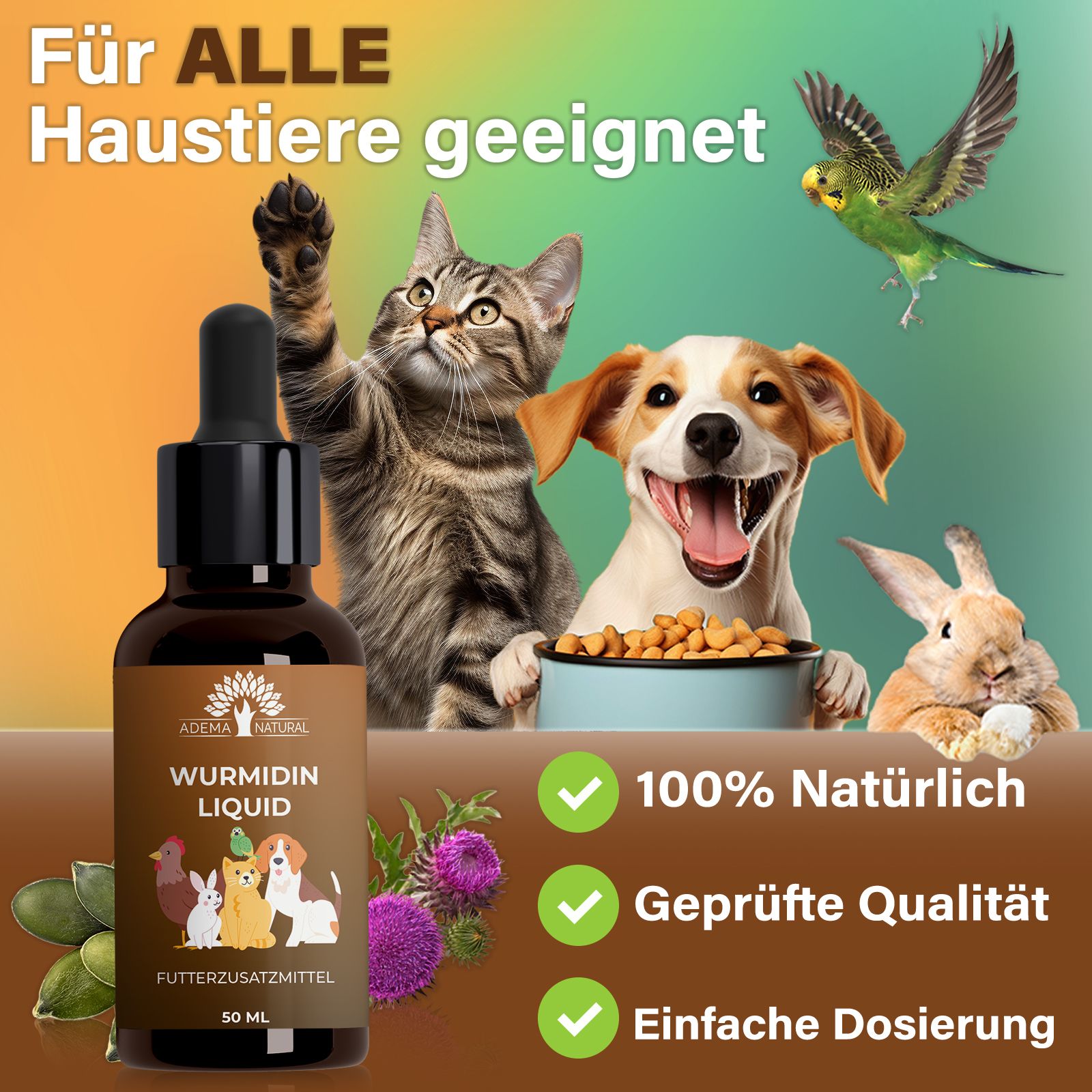 ADEMA NATURAL® WURMIDIN Liquid - Wurmmittel / Wurmkur