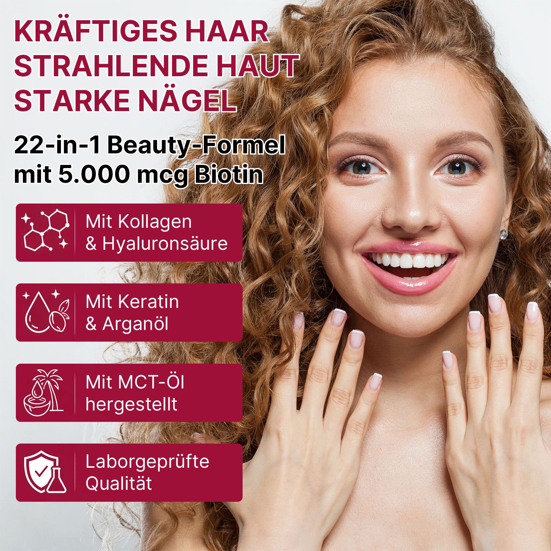 Acentiallabs Nahrungsergänzungsmittel Biotin Hochdosiert für Haut Haare Nägel mit Vitaminen