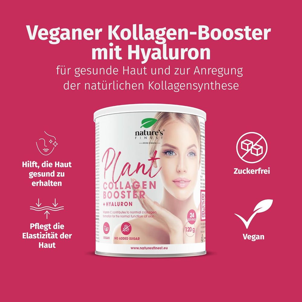 Nature's Finest Vegane Kollagen Booster mit Hyaluronsäure und Biotin