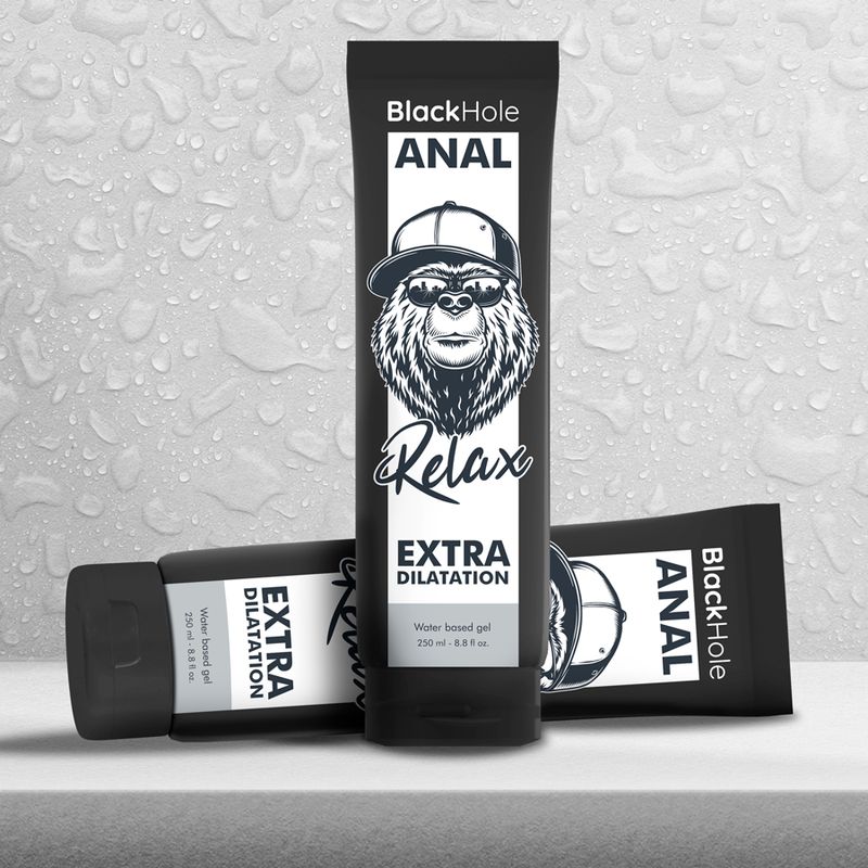 Zwei Tuben Black Hole Anal Relax Extra Dilatation Gel. Aufschrift: Water based gel, 250 ml.