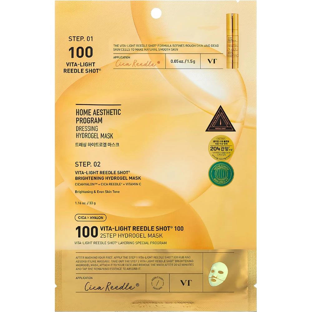 VT COSMETICS Vita-Light Reedle Shot 100 2-Schritte Hydrogel Maske Verpackung.