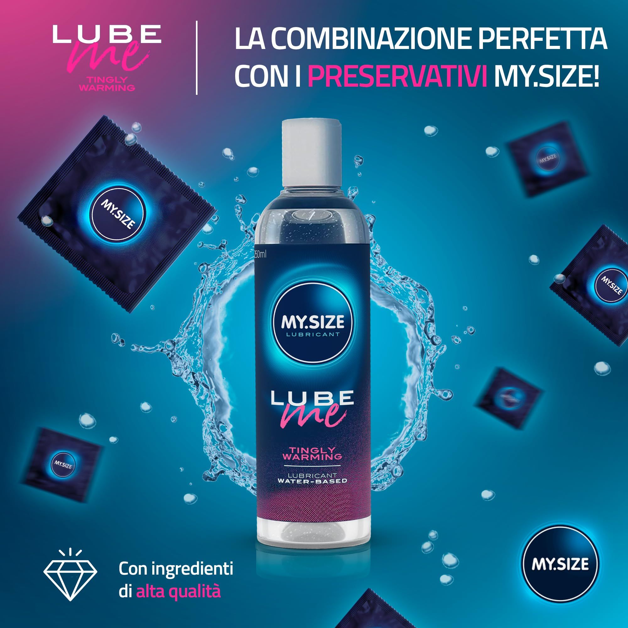 MY.SIZE Lube Me Premium Gleitgel Tingly Warming, 250 ml, mit Kondomen kompatibel.