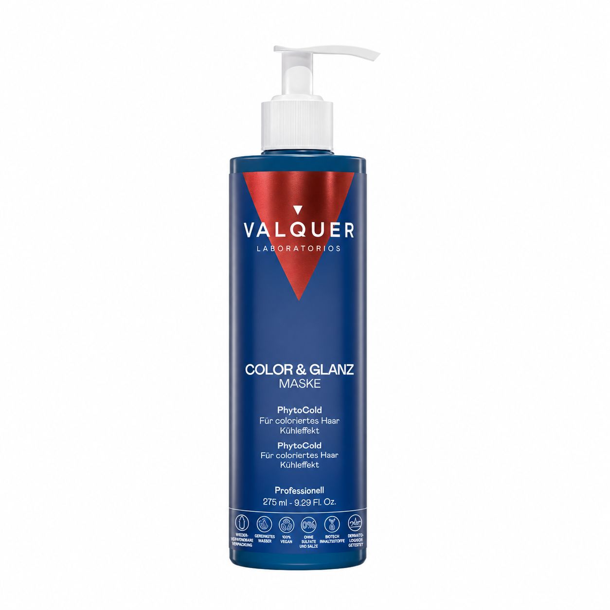 Valquer Laboratorios Color & Glanz Maske, 275ml Flasche mit Pumpspender.