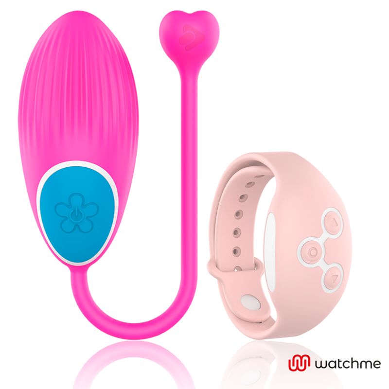 Pinkes Vibro-Ei mit Herzspitze und pinkes Armband mit Fernbedienung.