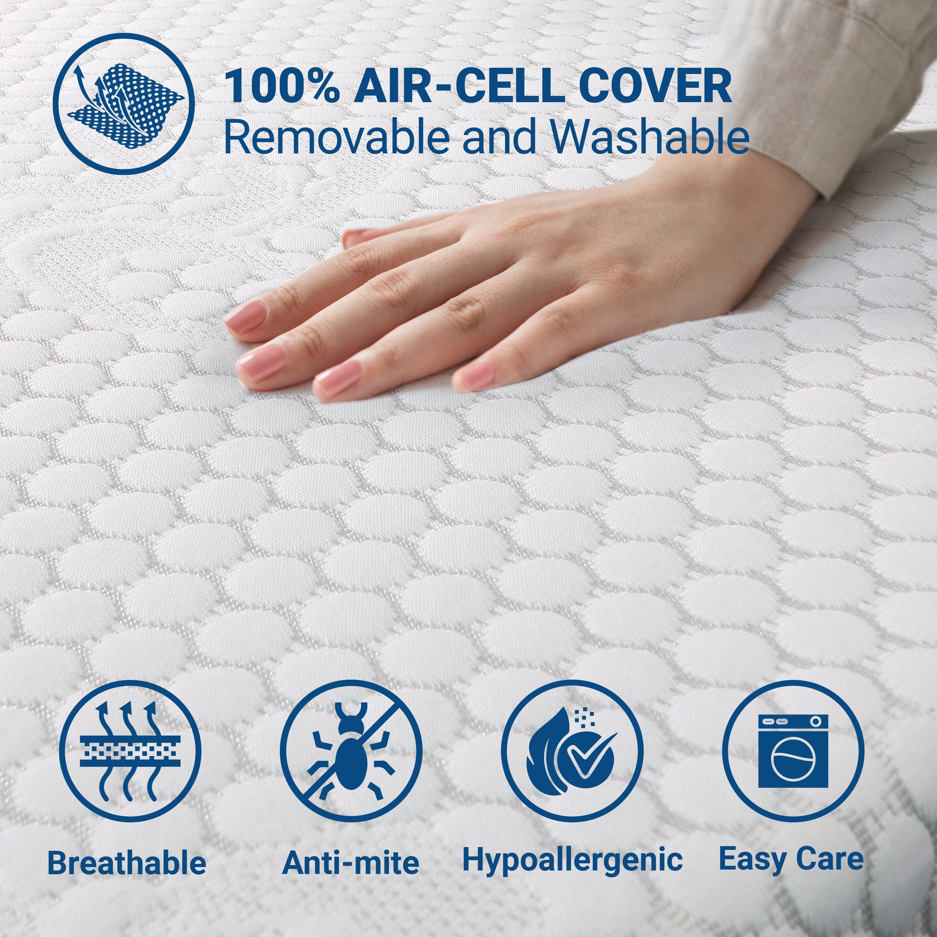 The White Stone Topper aus viskoelastischem Schaum 135 x 190 cm | Matratzenauflage 6 cm