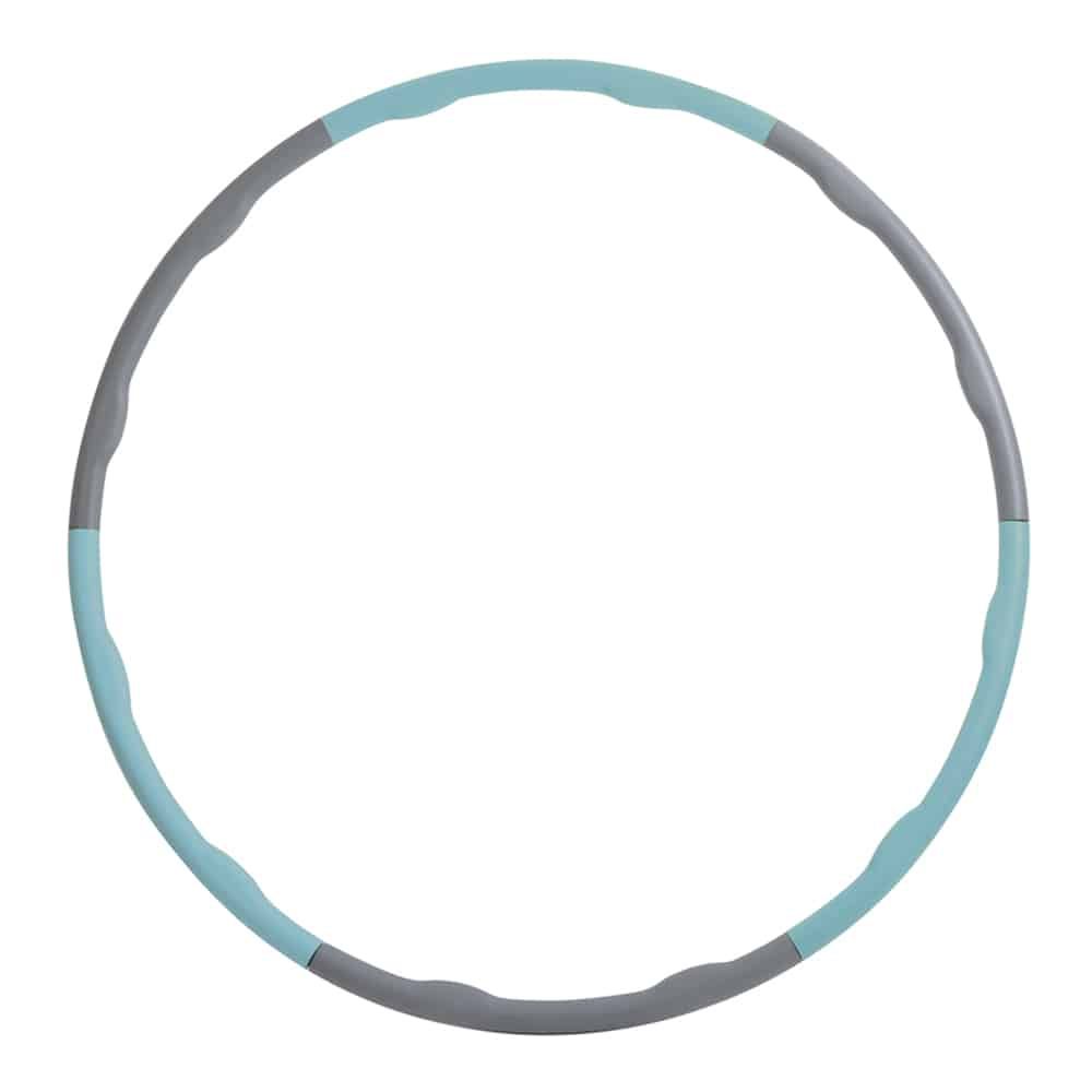 Hula Hoop Power Ring, grau-hellblau. Fitness-Reifen mit wellenförmiger Oberfläche. Kreisförmig, aus Kunststoff.