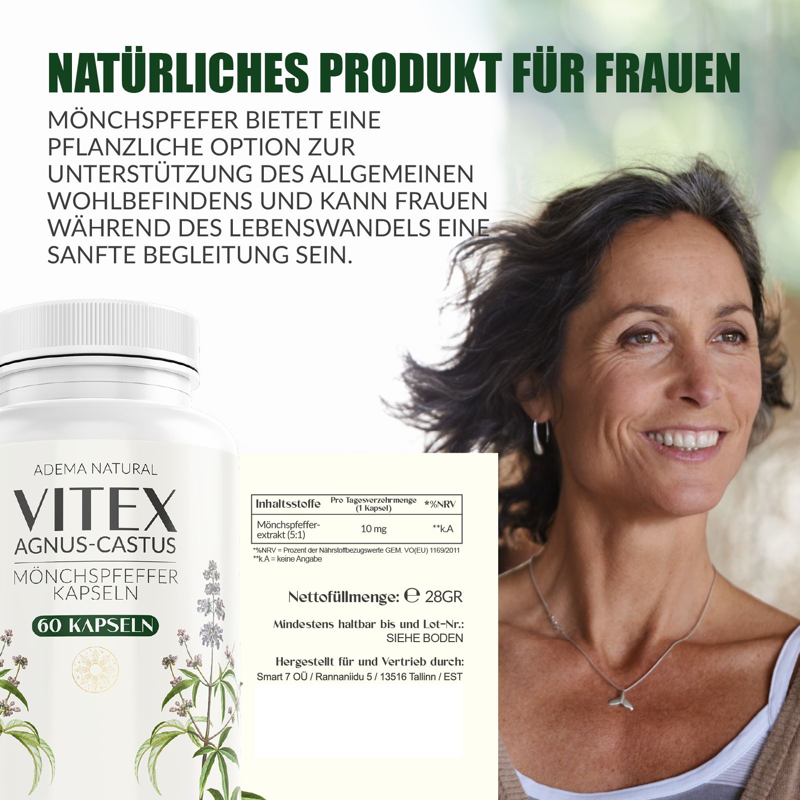 Adema Natural® | Mönchspfeffer Kapseln hochdosiert | Hormon Balance