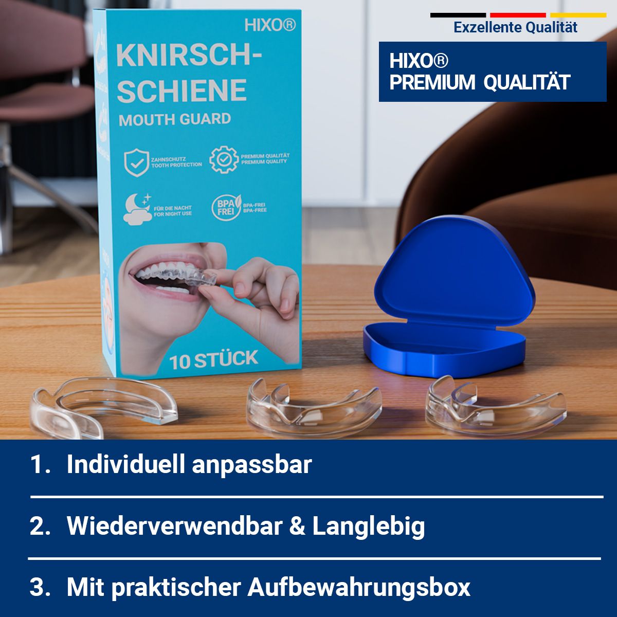 HIXO Knirscherschiene Aufbissschiene BPA-frei (Knirschschiene)