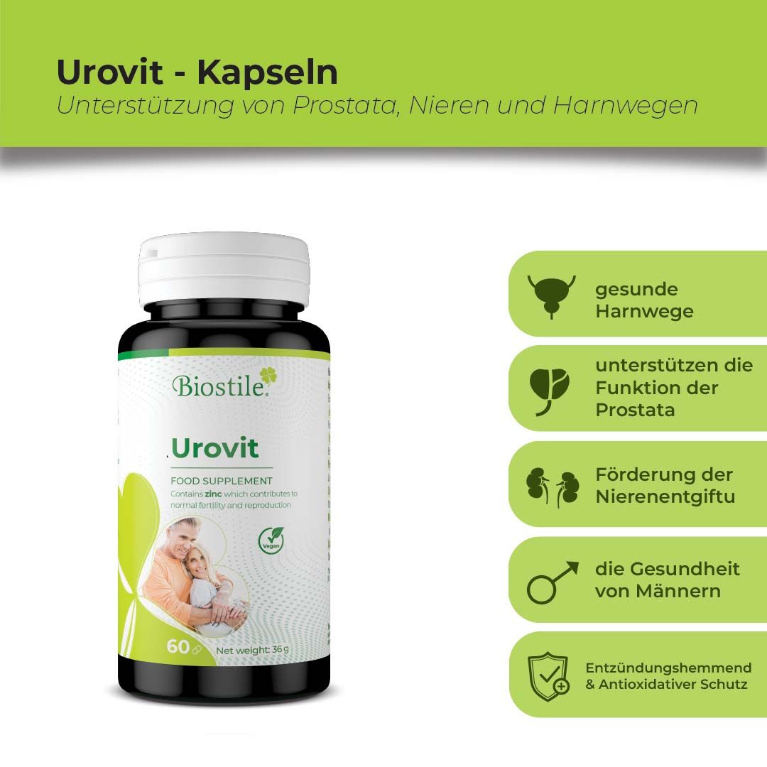 Biostile Urovit Kapseln – Prostata Komplex für Männer mit Sägepalme, Zink & Selen