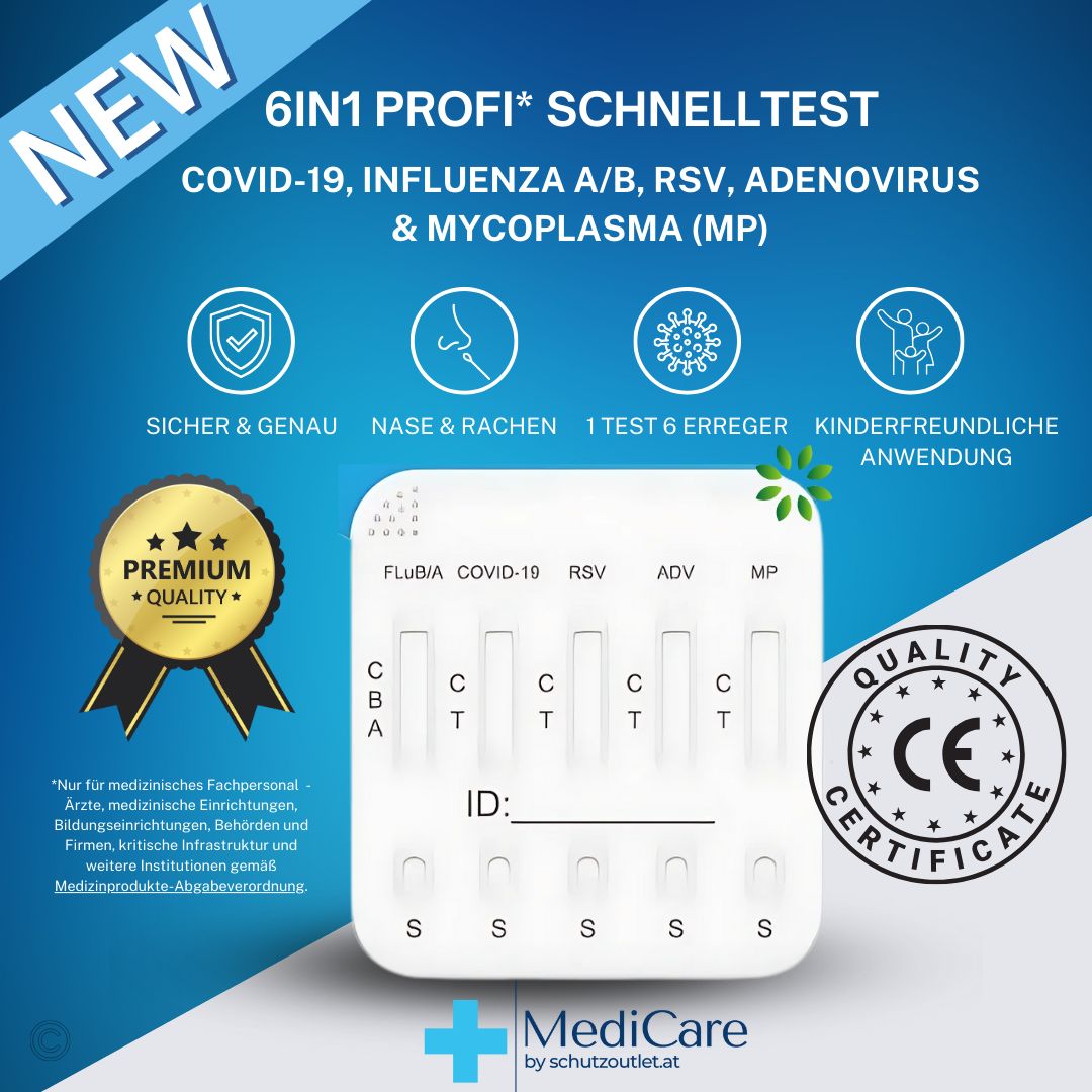 Deepblue 6in1 Profitest Corona COVID-19, Grippe A/B, RSV, Adenovirus, Mycoplasma+Gratis Nanovio FFP2