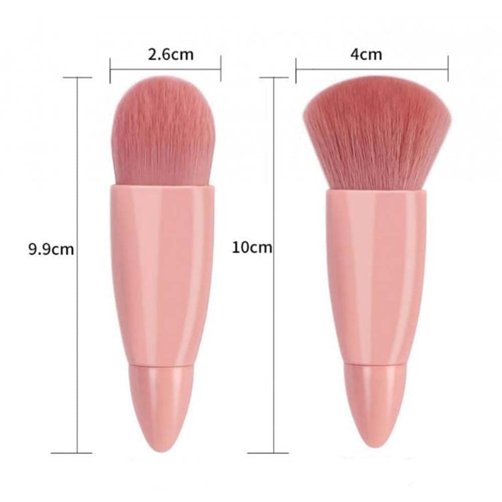 Zwei rosa Make-up-Pinsel mit Maßangaben: 9,9 cm, 2,6 cm und 10 cm, 4 cm.