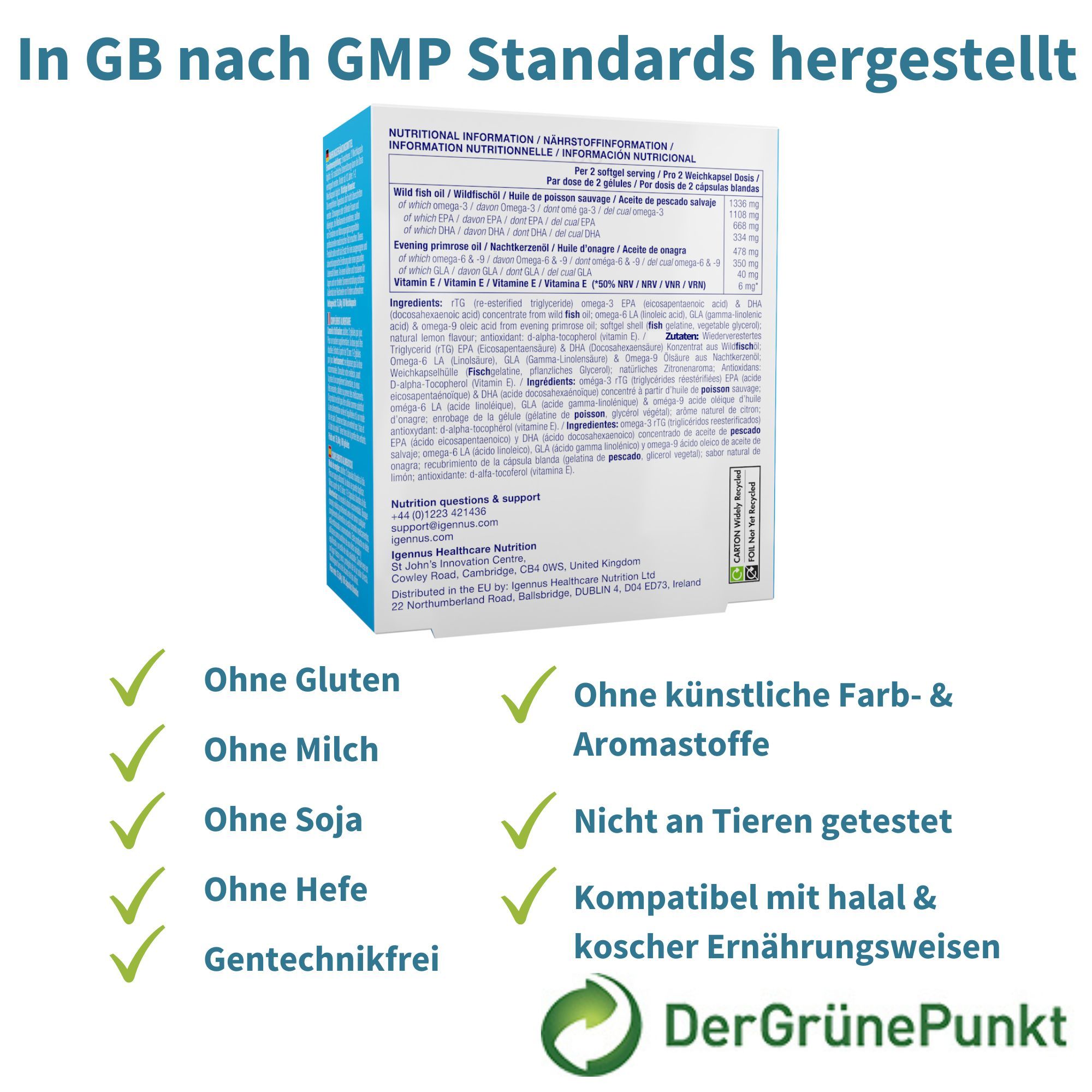 Igennus Pharmepa COMPLETE: Hergestellt in GB nach GMP, ohne Gluten, Milch, Soja, Hefe.