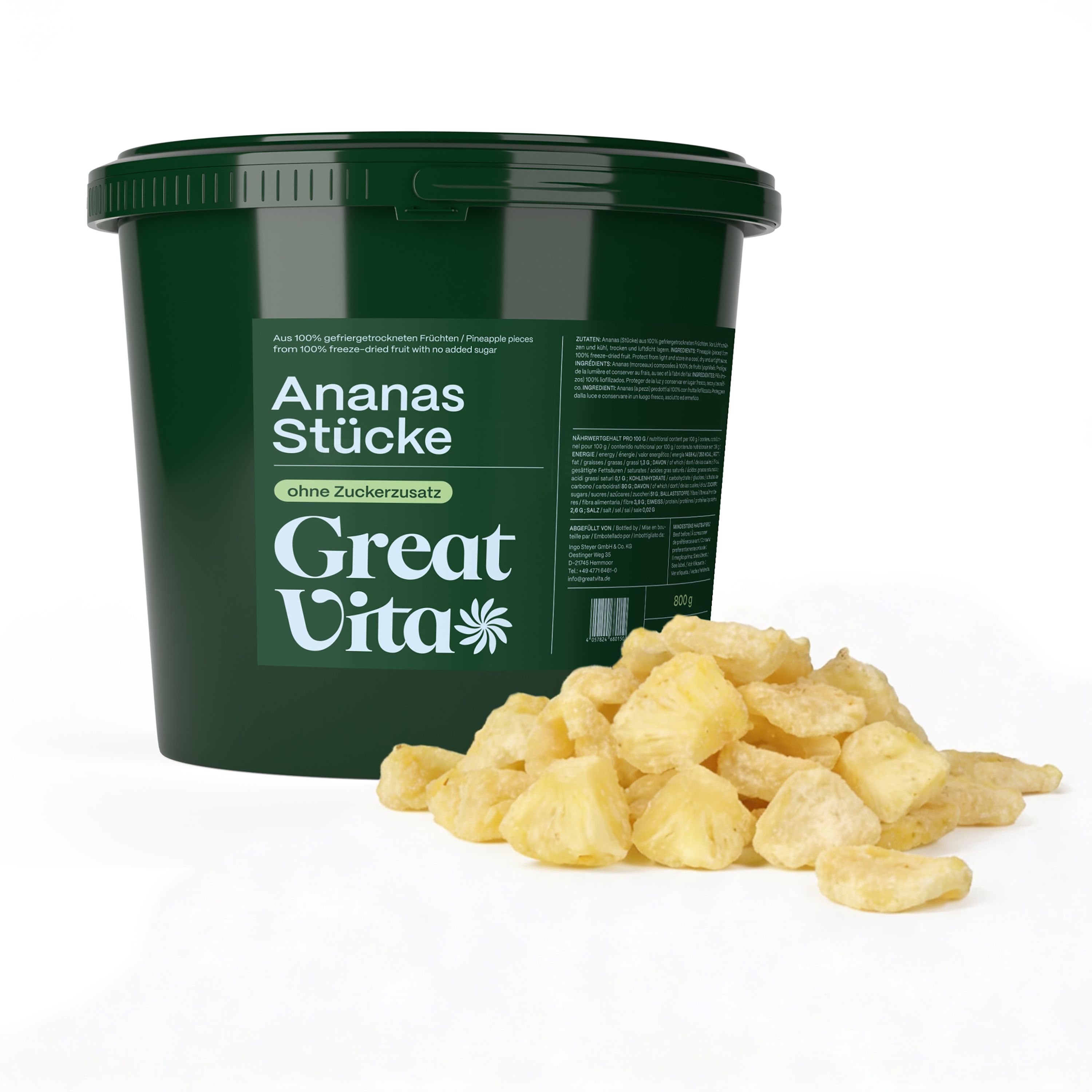 GreatVita gefriergetrocknete Ananasstücke
