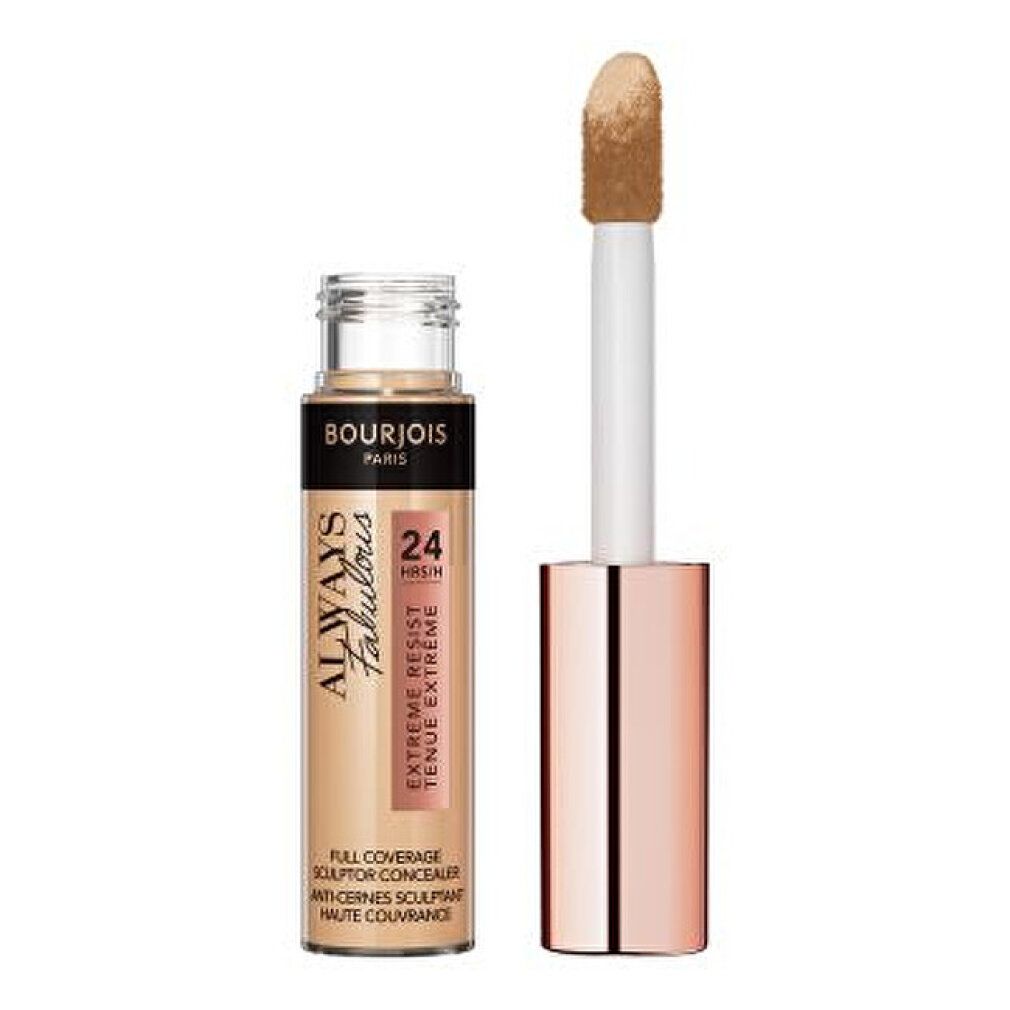 Concealer-Flakon mit Applikator. Marke Bourjois, Schriftzug Always Fabulous, 24H.