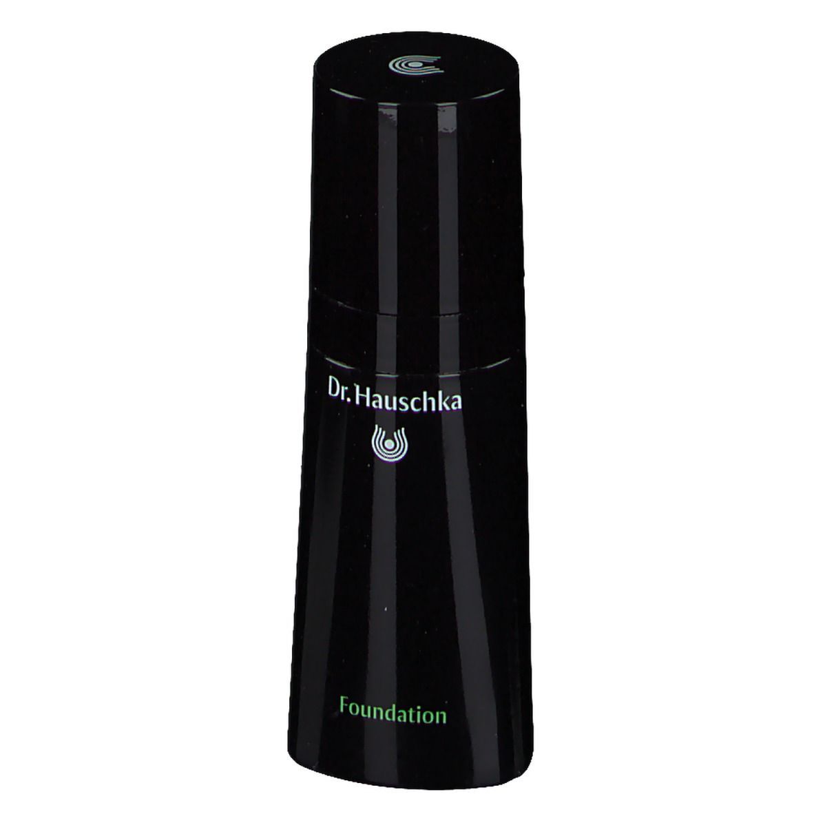 Schwarze Foundation-Flasche mit Dr. Hauschka-Logo und Schriftzug Foundation.
