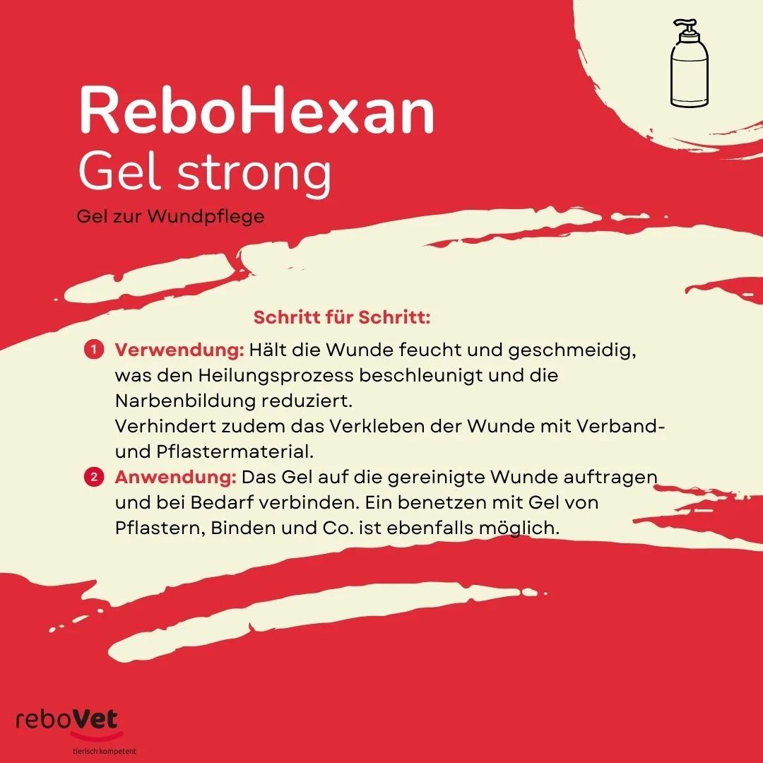 REBOHEXAN Gel strong: Anleitung zur Wundpflege mit Schritt-für-Schritt-Erklärung.