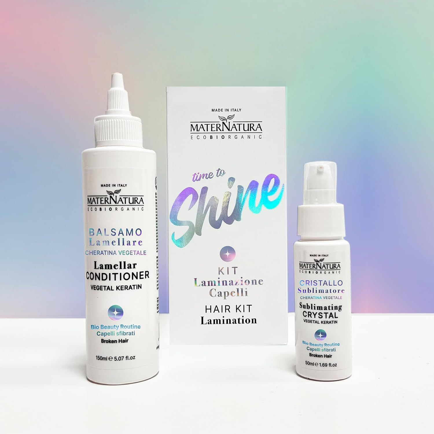 MATERNATURA Haarpflege-Set mit Lamellar Conditioner und Sublimating Crystal Spray.