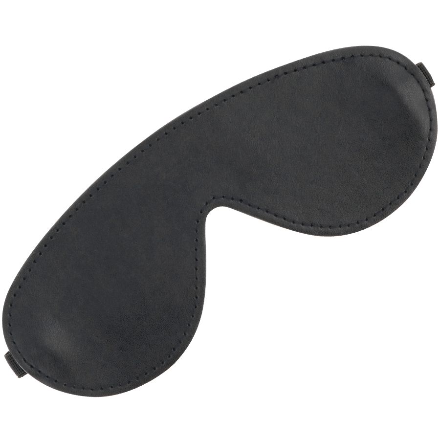 Schwarze Augenmaske, ovale Form, mit Naht und Bandansatz.