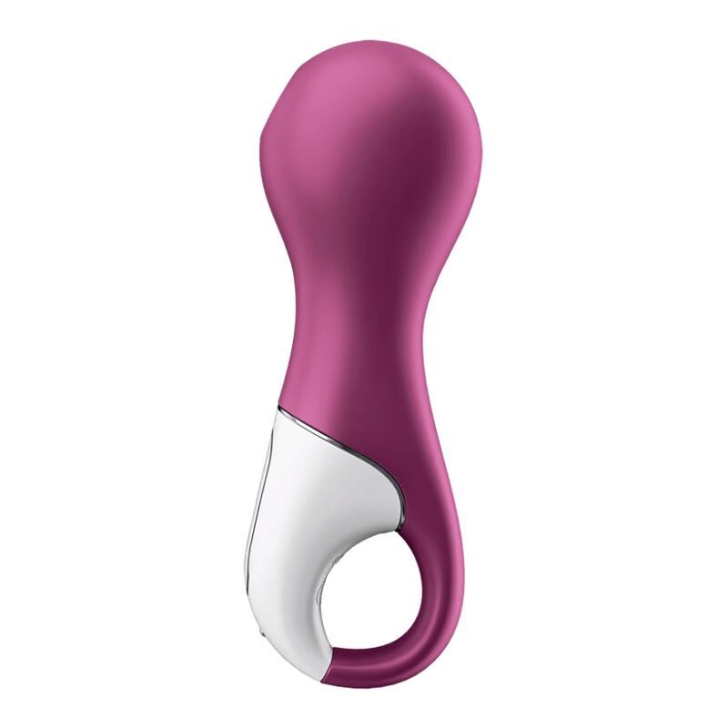 Lila-weißes Wellness-Produkt mit abgerundeter Form und Ring. Logo "JS".