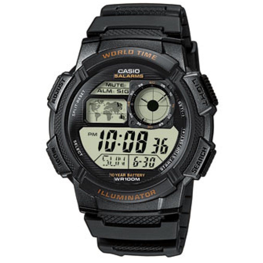 casio Mod. world time illuminator - 5 Alarms, 10 Year battery
