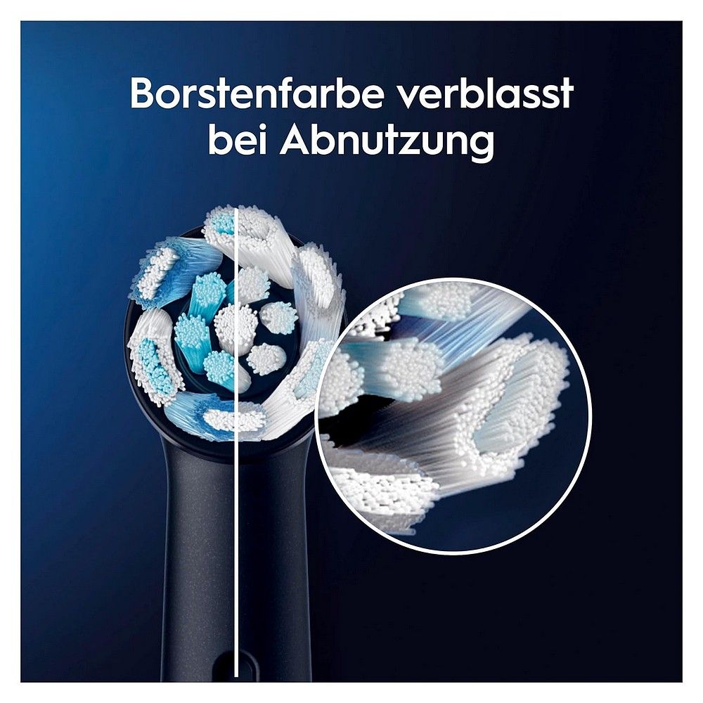 Abnutzungsanzeige: Borstenfarbe verblasst bei Gebrauch.