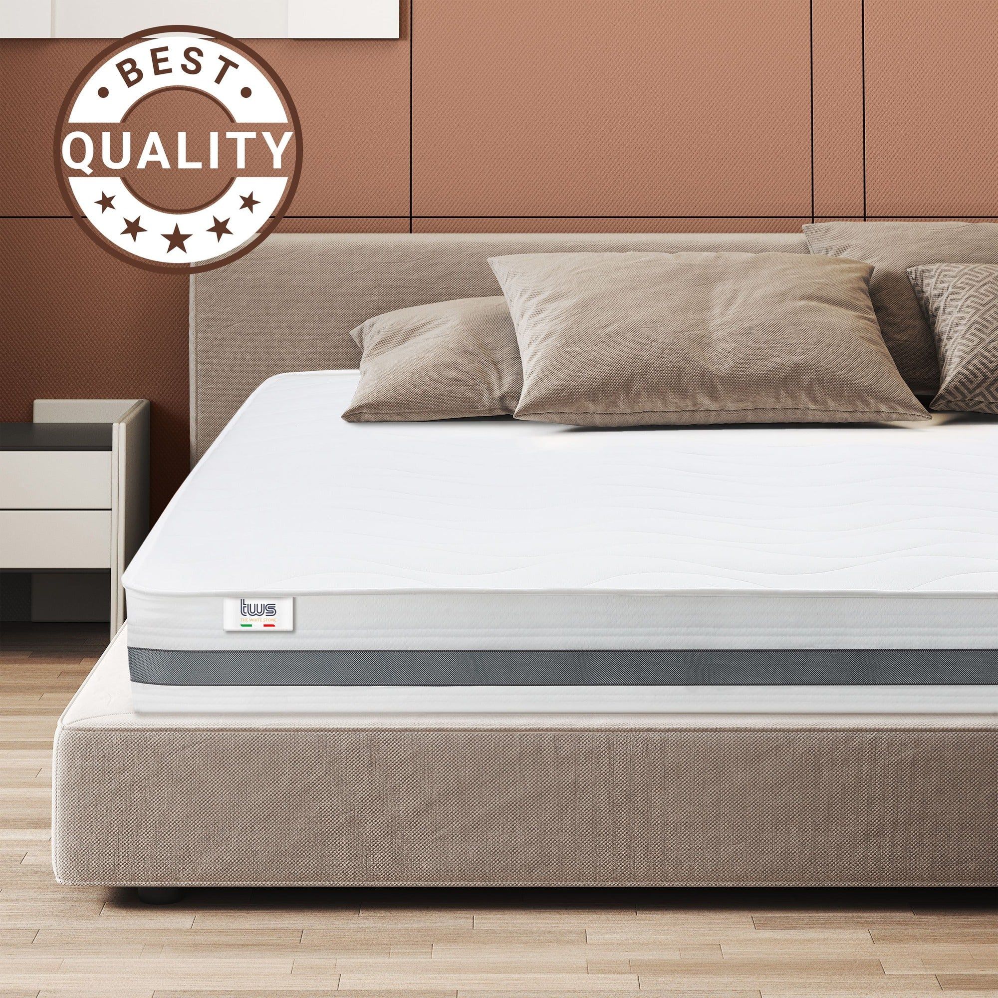 The White Stone Matratze 100x190 cm mit Antibakterieller Schaum | Höhe 25 cm