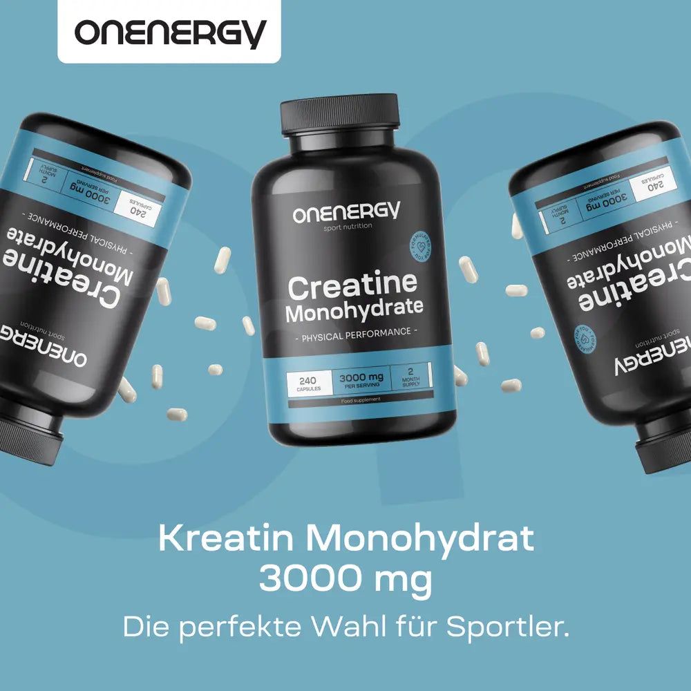 Dose Kreatin Monohydrat, 240 Kapseln, 3000 mg.