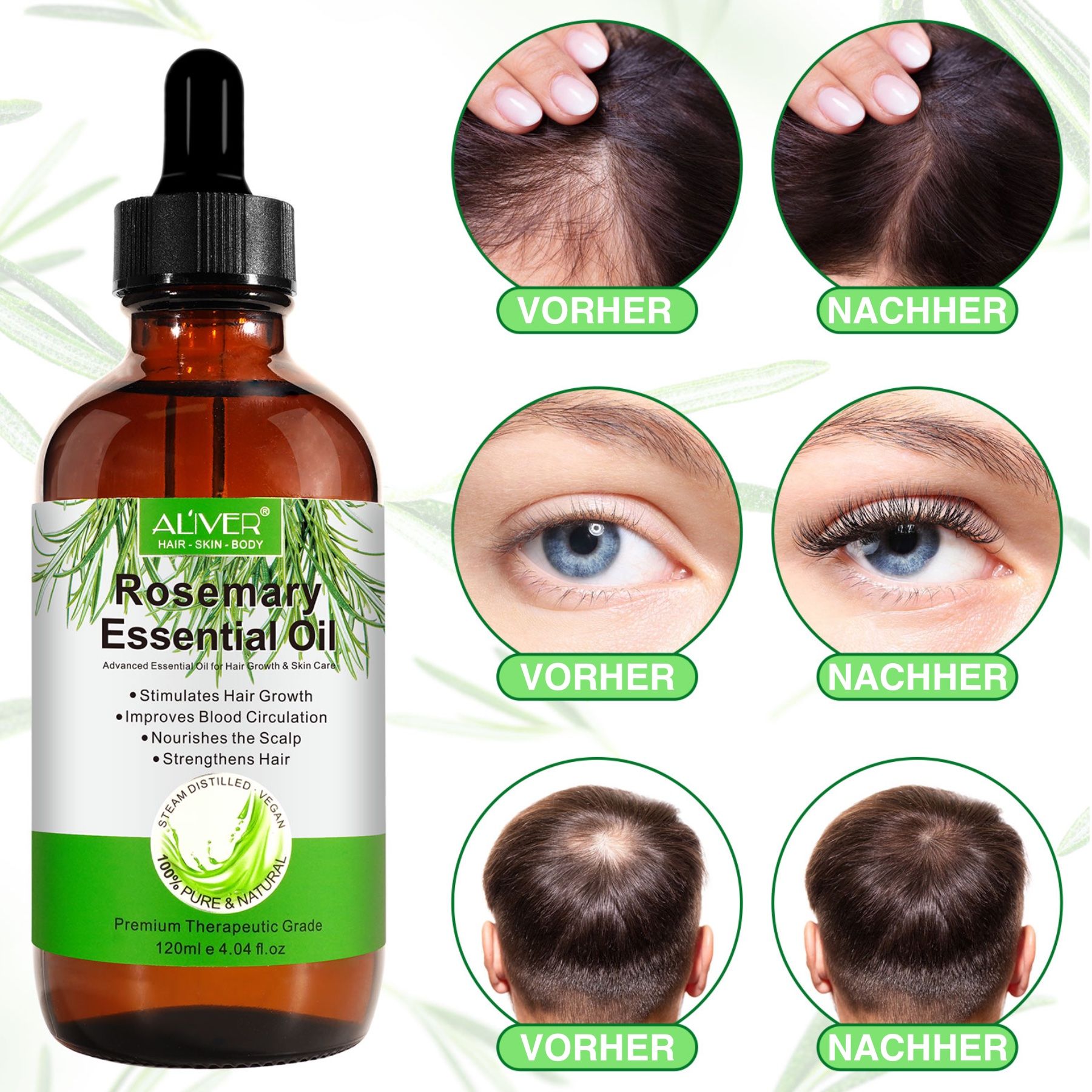 Aliver Haaröl Rosmarinöl für Haarwachstum