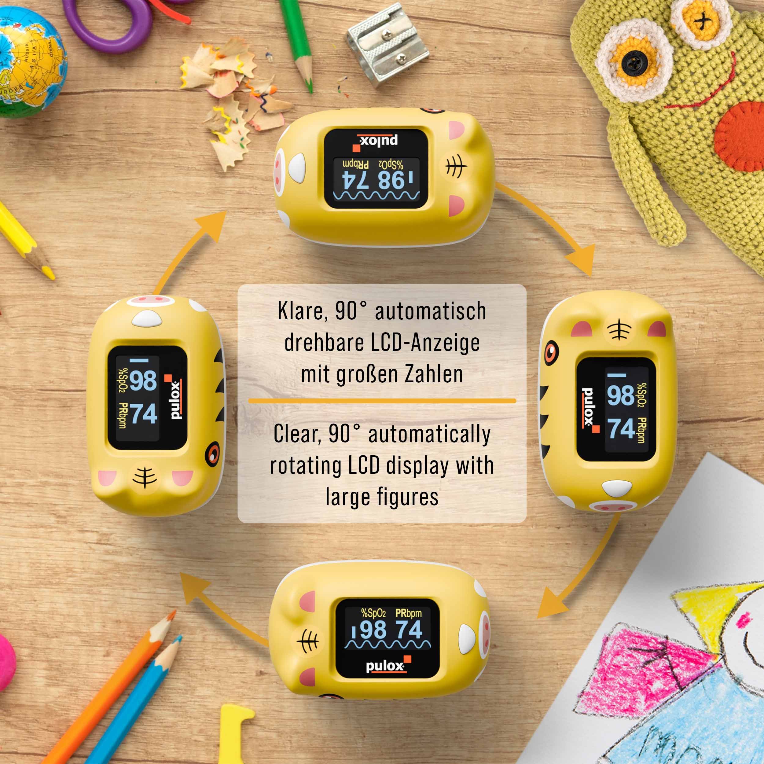 pulox - PO-230 - Finger-Pulsoximeter für Kinder - Gelb