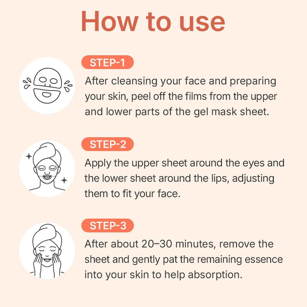 Anwendungshinweise für die Madeca Lab PDRN Skin Tightening Glow Gel Mask.
