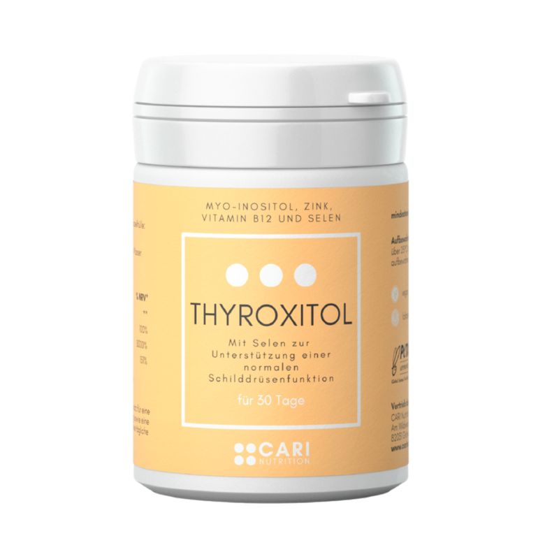 THYROXITOL Dose mit Informationen zu Inhaltsstoffen wie Myo-Inositol, Zink, Vitamin B12 und Selen.