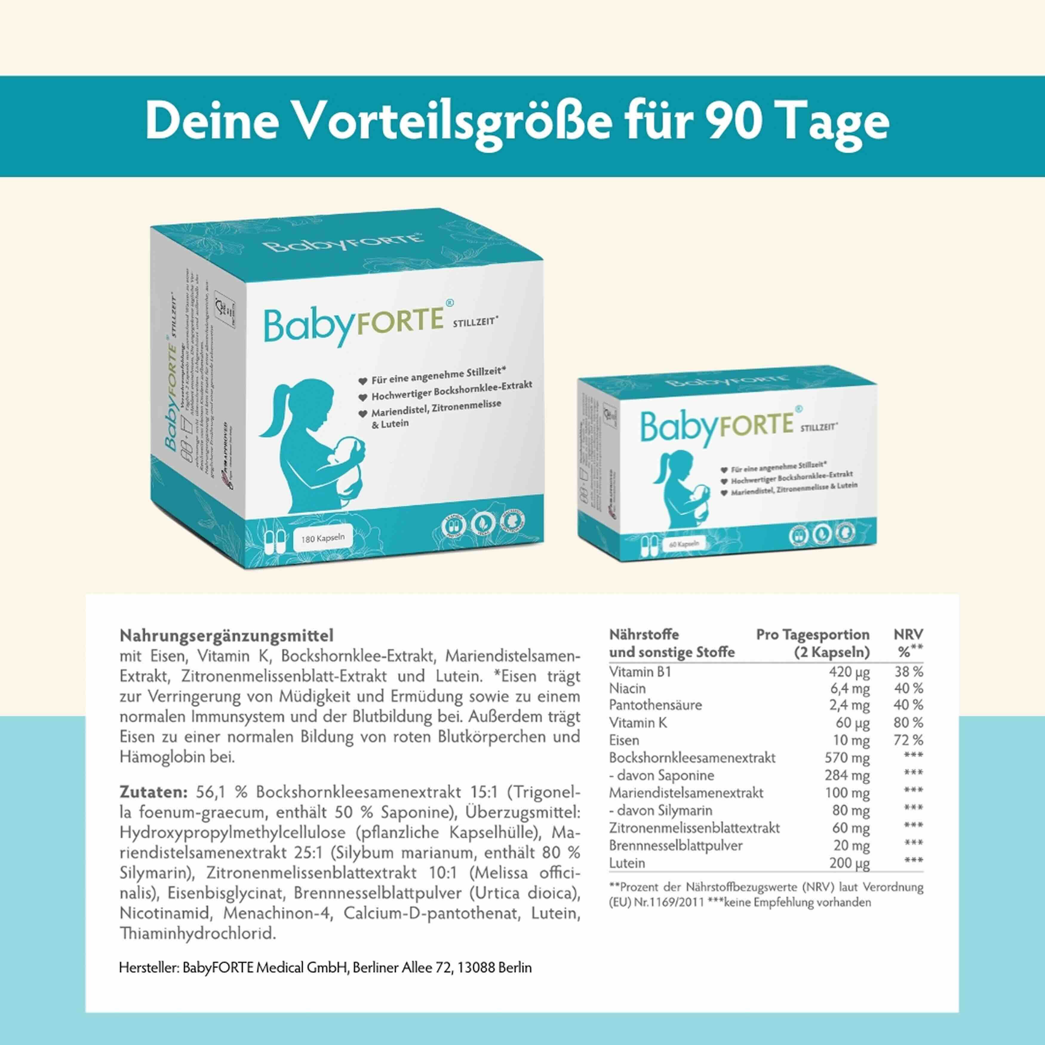 Vergleich BabyFORTE mit anderen: vegan, ohne Fenchel, einzeln verpackt.