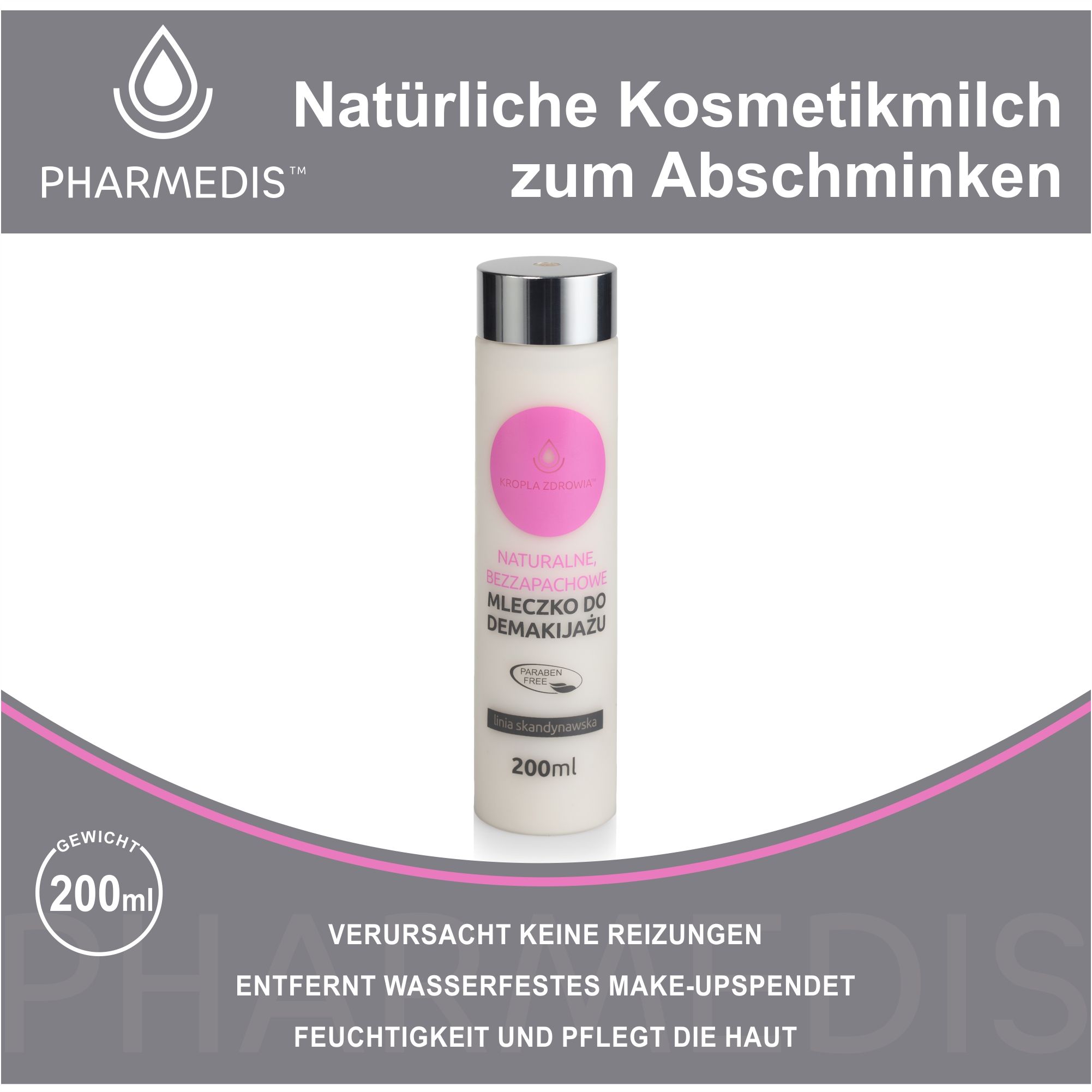 Natürliches, duftfreies Reinigungsmilch Kropla Zdrowia