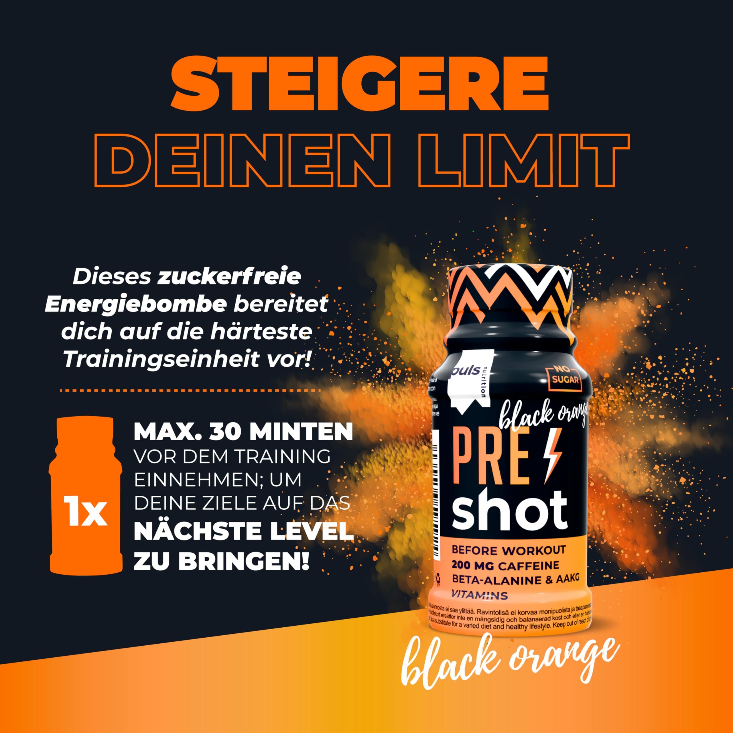 Puls Nutrition Pre Workout Shot Black Orange