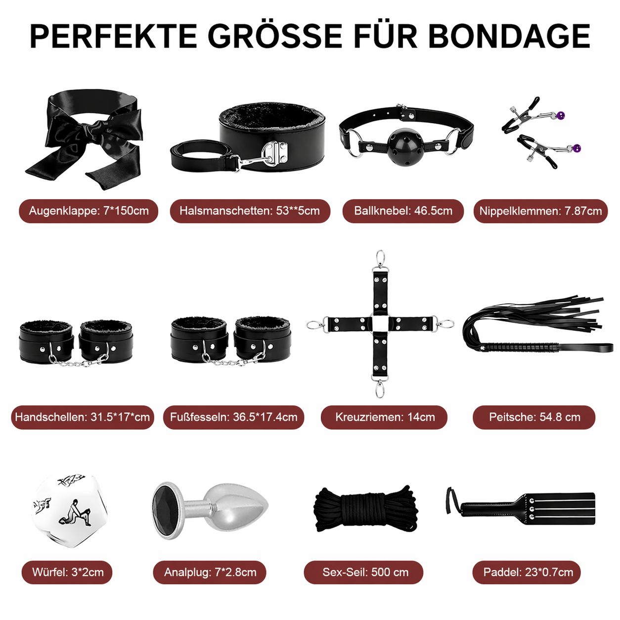 YICOCO 12 Teilig BDSM Bondage Set Fesselset