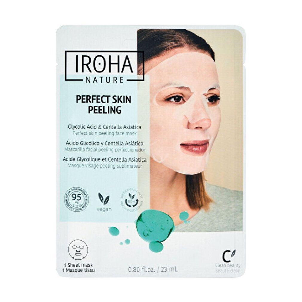 Iroha Nature Perfect Skin Peeling Gesichtsmaske mit Glykolsäure und Centella Asiatica.