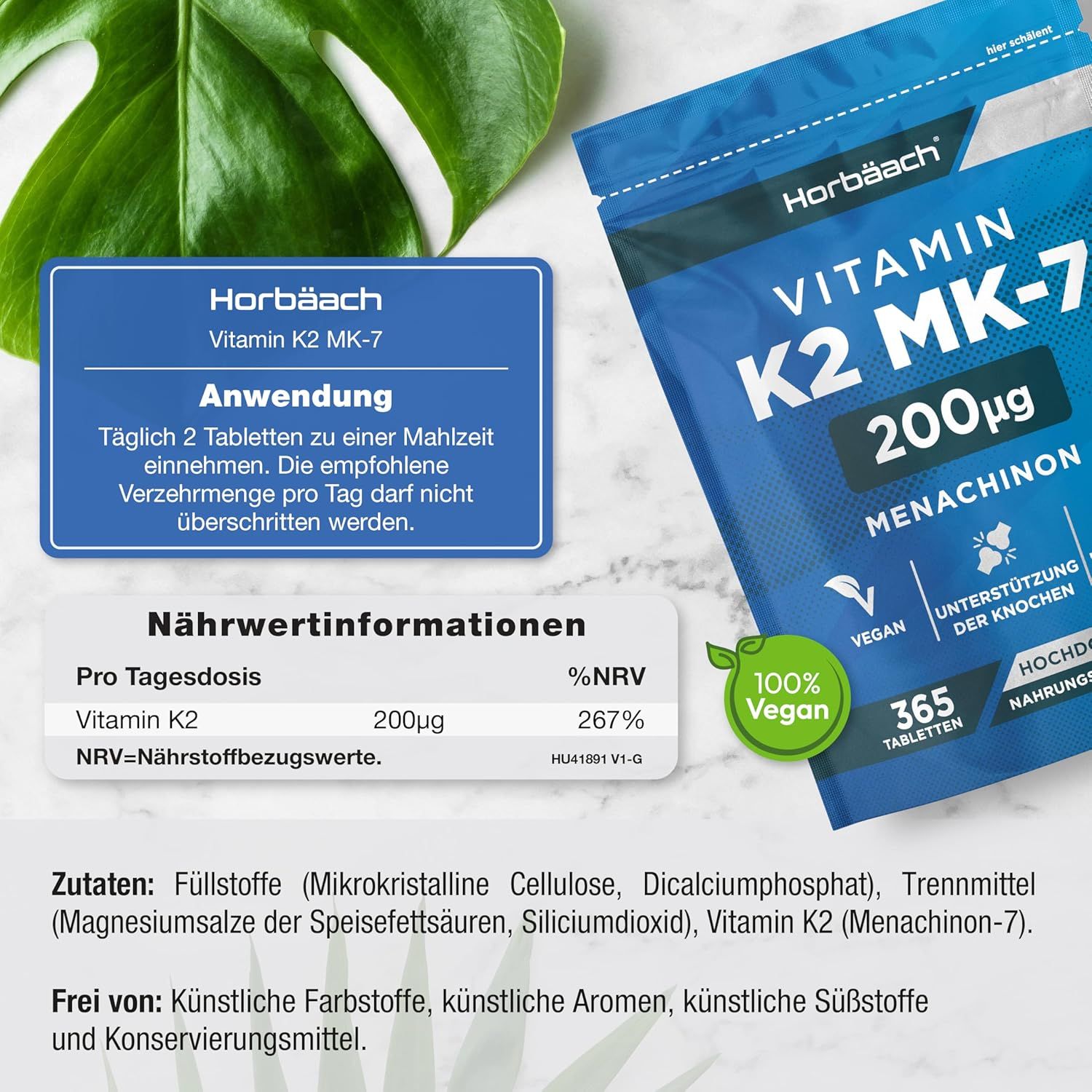 Horbaach Vitamin K2 MK7 200ug