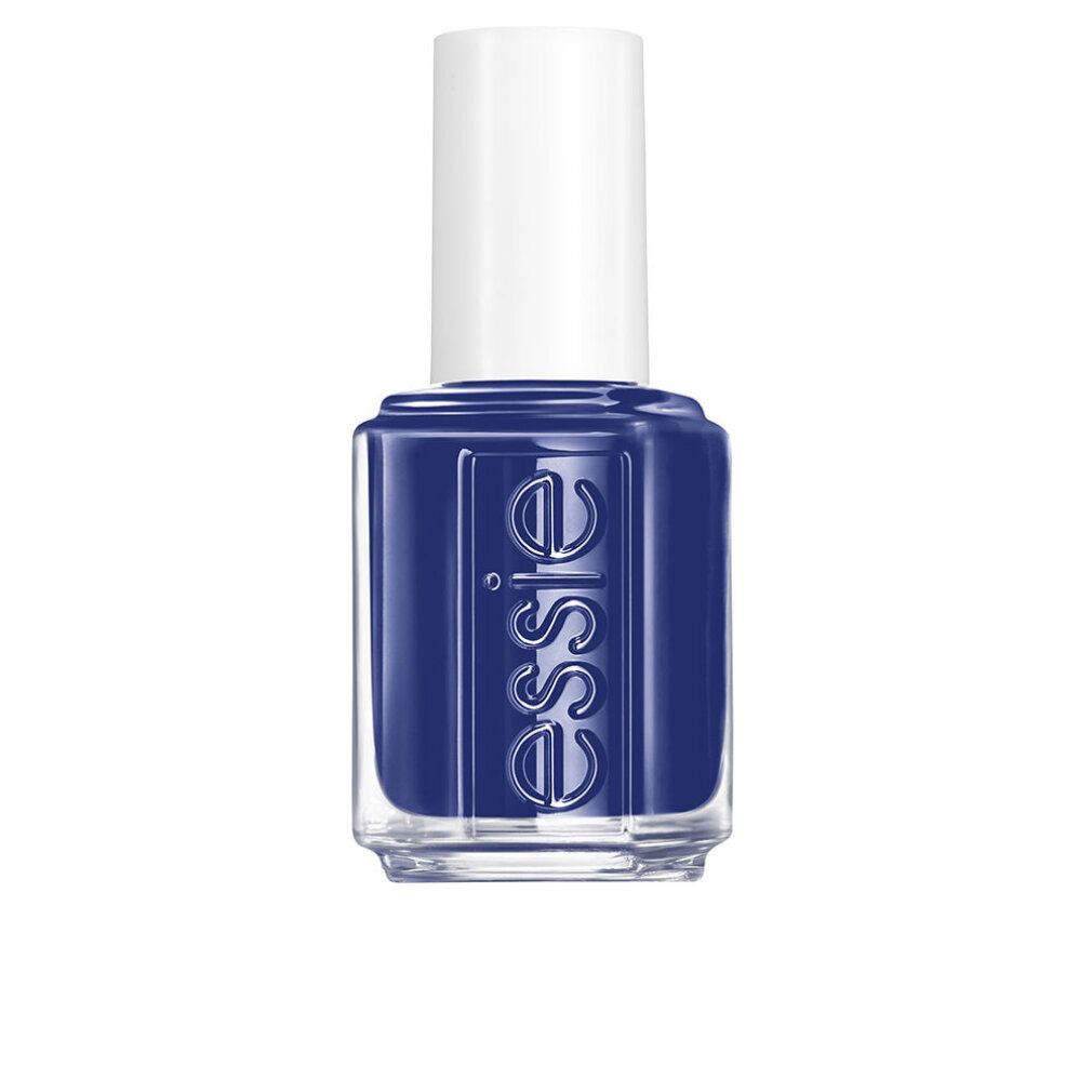 Nagellackflasche, blau, mit weißem Deckel. Aufschrift: essie.