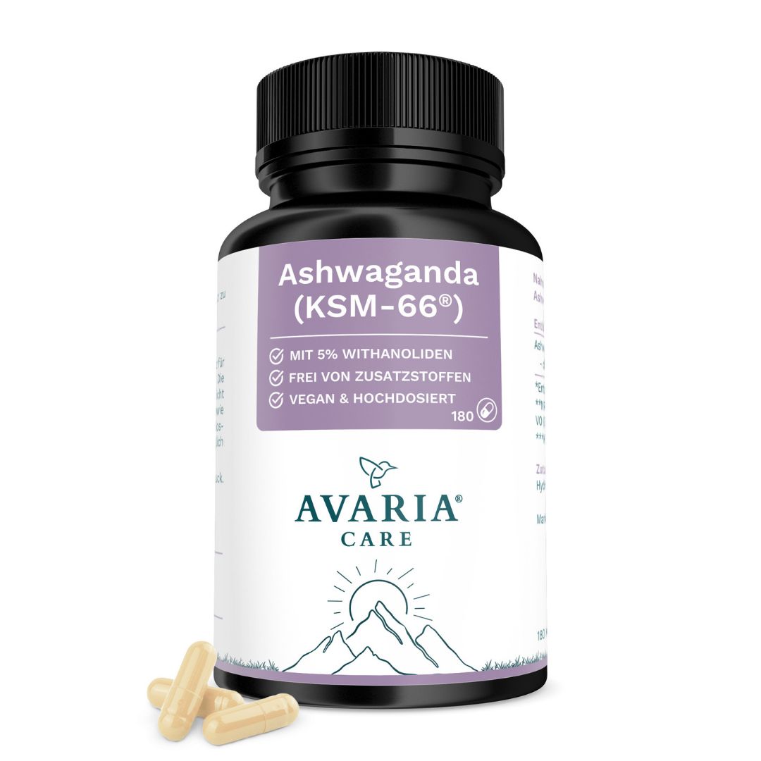 AVARIA CARE® Ashwagandha KSM-66® – hochdosiert – 5% Withanolide – vegan