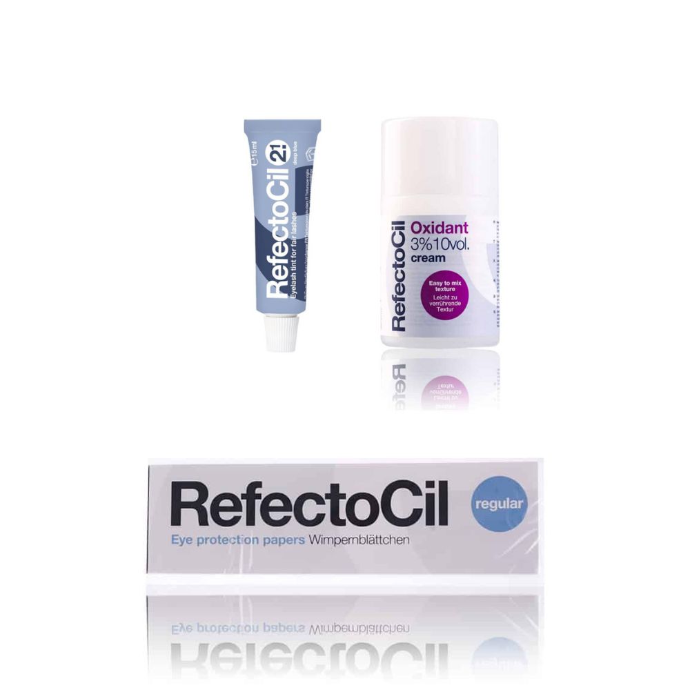 Refectocil Wimpernfarbe tiefblau 2.1 & Refectocil Oxidant Creme 3% & Refectocil Wimpernblättchen Set