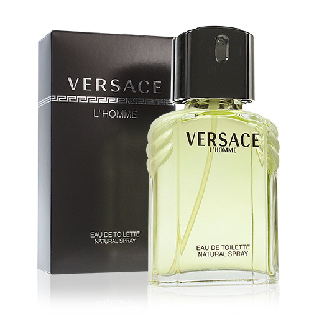 Versace L'Homme Eau de Toilette Spray mit Verpackung.