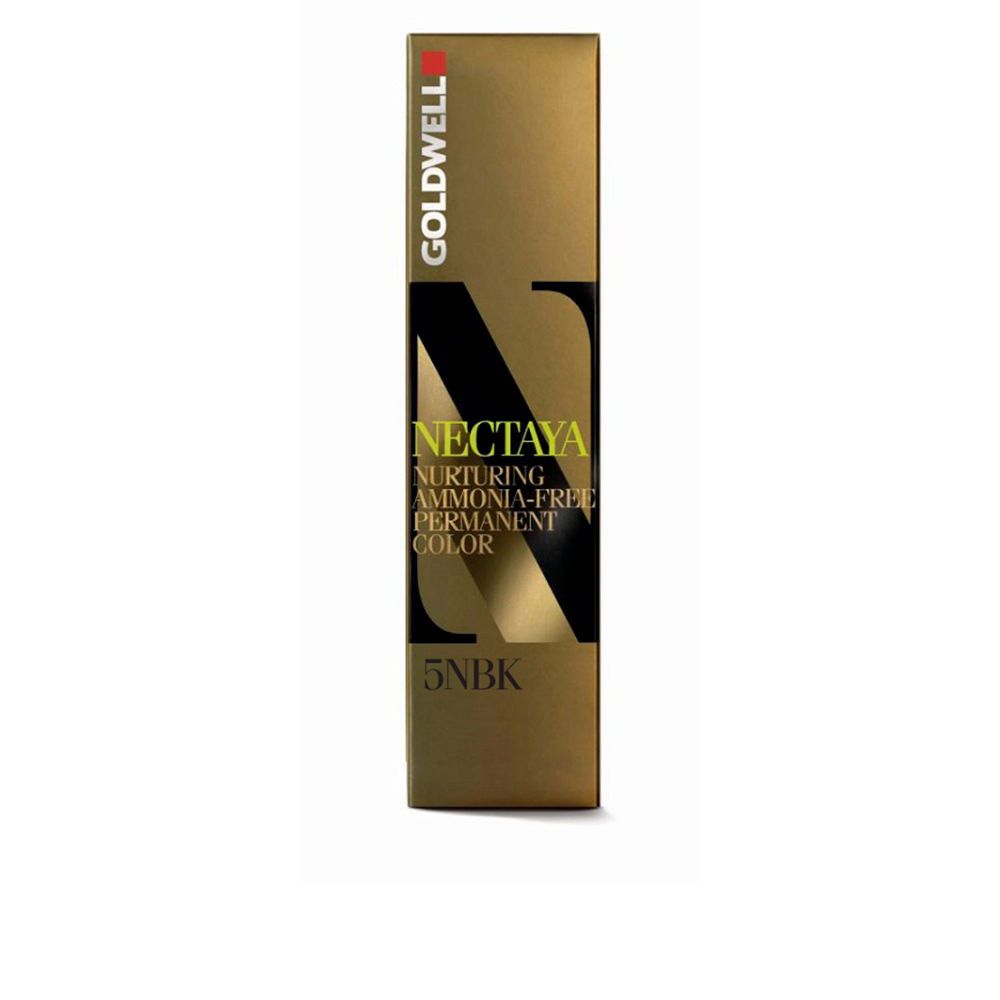Goldwell Nectaya-Verpackung. Aufschrift: Nurturing Ammonia-Free Permanent Color. Farbcode 5NBK.